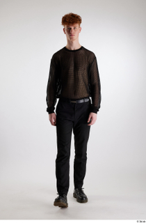 Fergal 1 black leather shoes black mesh t-shirt black trousers…